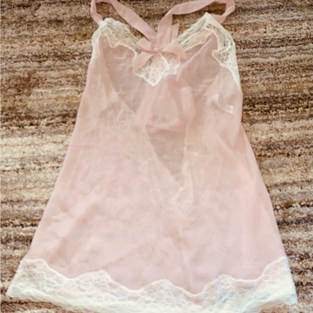 Adore Me Pink Satin-Look Lace Trim Chemise (11)